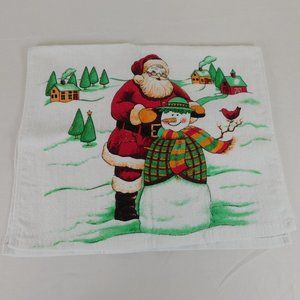 Christmas Kitchen Dish Towel Revere Mills Santa Snowman Tree Farm Bird 25x15
